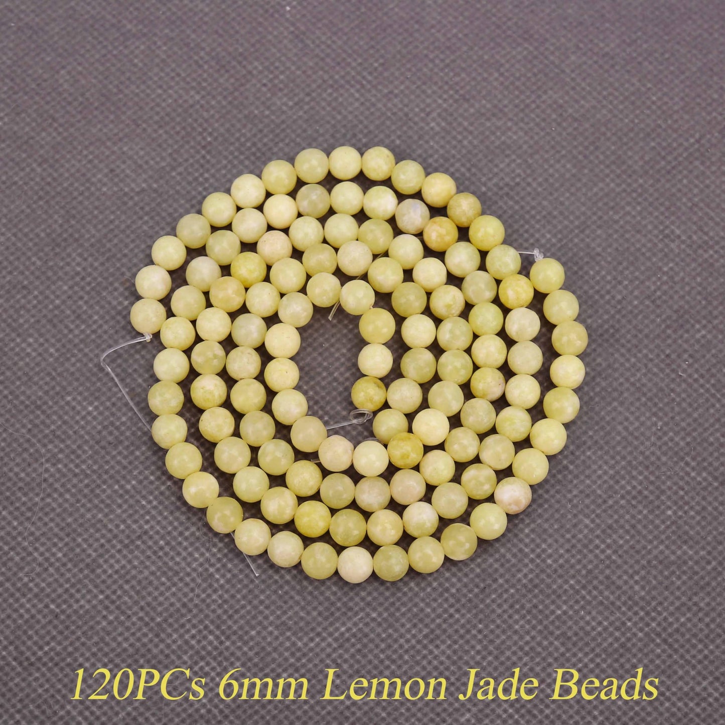 Aurehen Natural Gemstone Beads with Thread Needle Card as Complete Jewelry Making Kit, 120PCS 6mm Genuine Round Loose Energy Stone Spacer Beads, Smooth Healing Crystals for DIY Crafts (Lemon Jade)