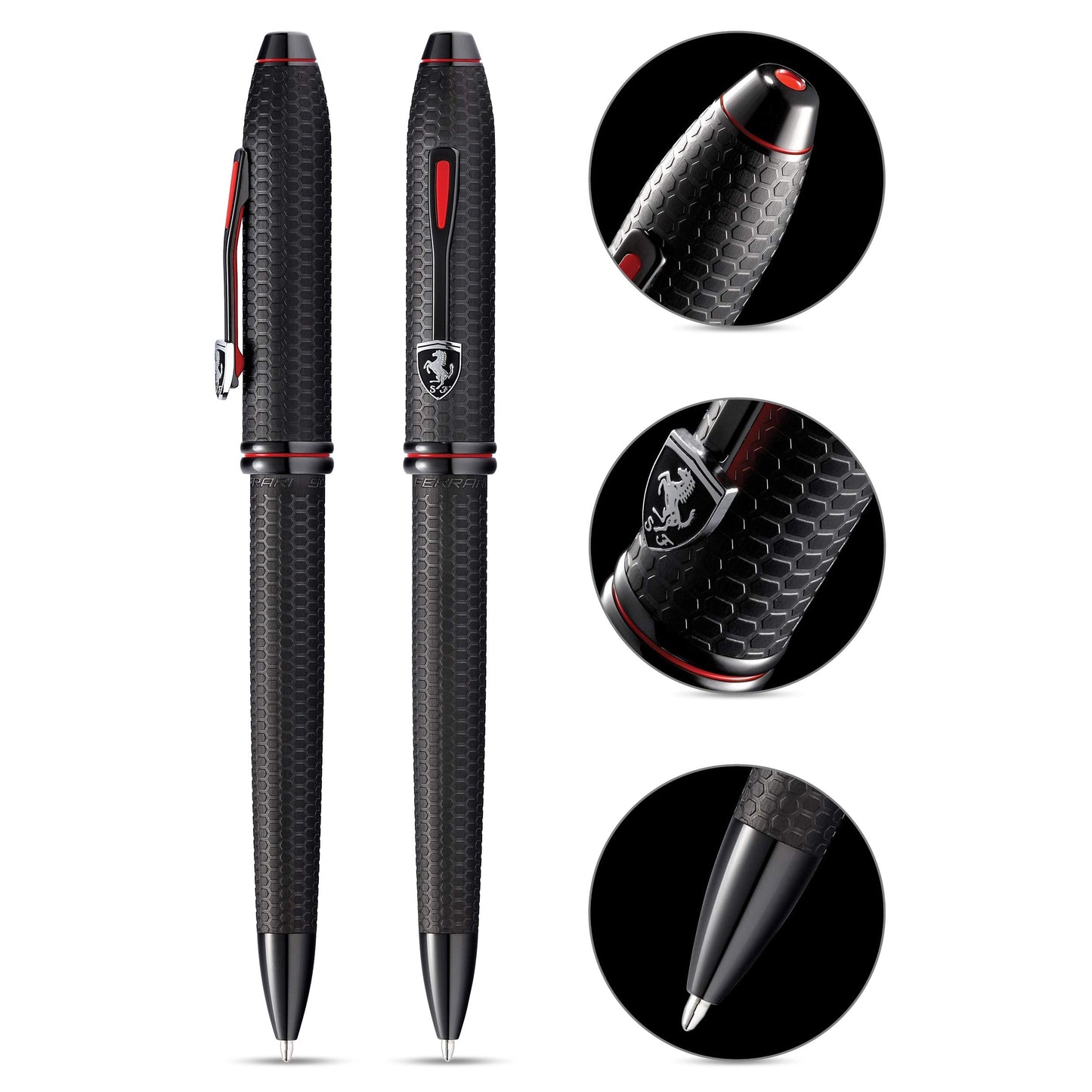 Cross Townsend Collection for Scuderia Ferrari - Brushed Black, Etched Honeycomb Pattern Ballpoint Pen