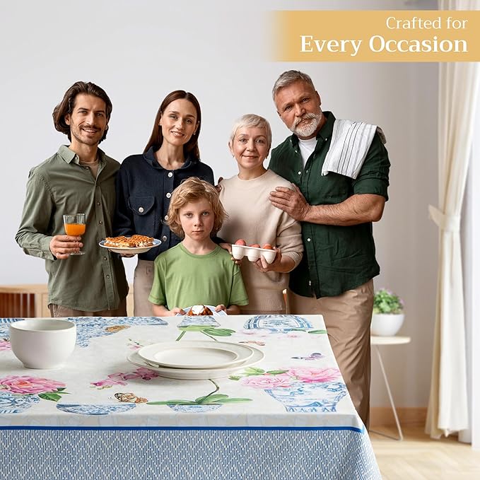 Maison d' Hermine Table Cloth Rectangle Table 100% Cotton 60 x 90 Inches Tablecloth Reusable Decorative for Dining Room Farmhouse Home Valentines Day Decorations Spring Summer - Canton