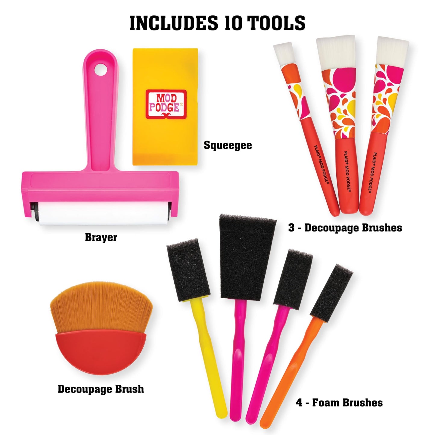 Mod Podge, Essential Decoupage Kit, Featuring 8 Formulas and 10 Tools, Perfect for DIY Arts and Crafts Projects