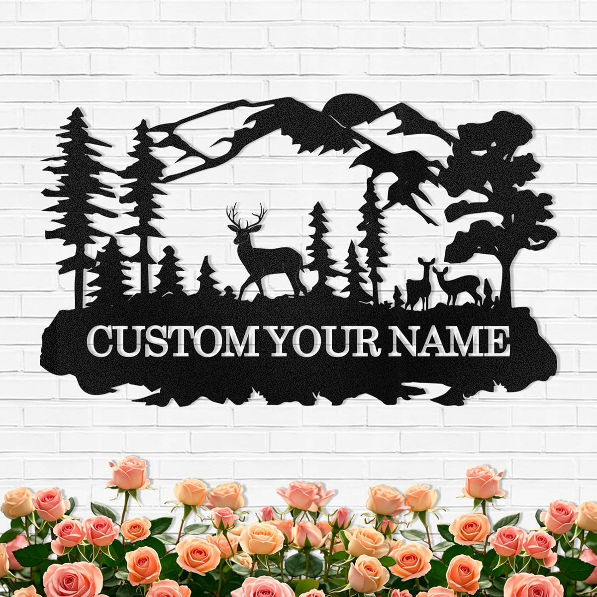 Custom Deer Metal Cabin Sign, Rustic Deer Wall Decor, Last Name Signs for Home, Custom Signs Outdoor Metal, Metal Wall Art, Hunting Decor, Hunter Gifts, Mountain Cabin Decor, Porch Sign