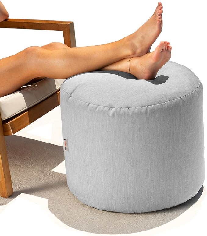 Jaxx Spring Outdoor Ottoman/Side Table, Premium Sunbrella, Granite