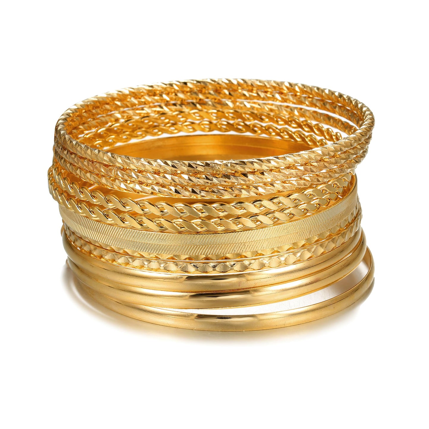 AYWFCBF Gold Bangles Bracelets for Women, 12Pcs Gold Plated Stackable Bracelets Multi Layer Textured Gold Bracelets Set Jewelry for Women