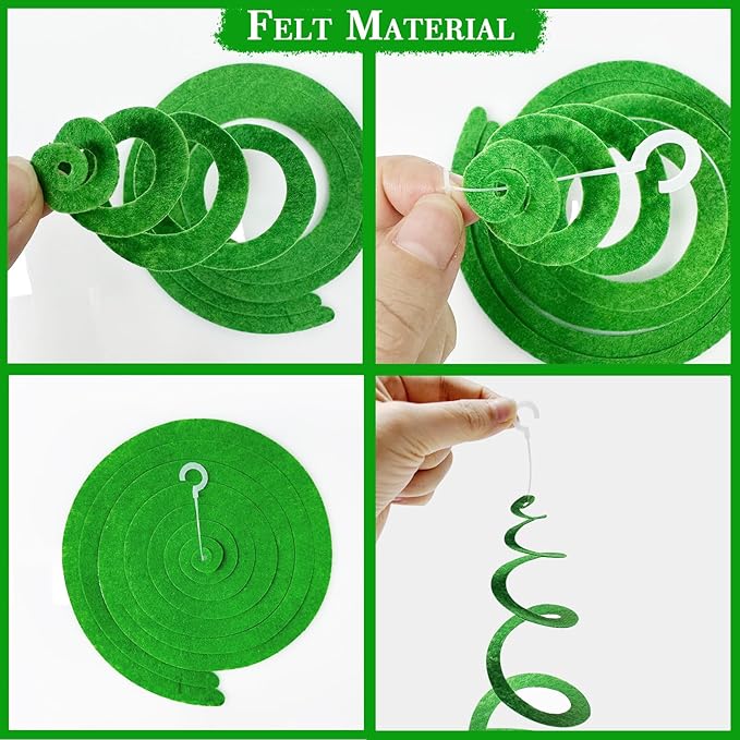 pinkblume 36Pcs Rainbow Hanging Swirl Decorations – Colorful Felt Spiral Ceiling Decor for Birthday & Party