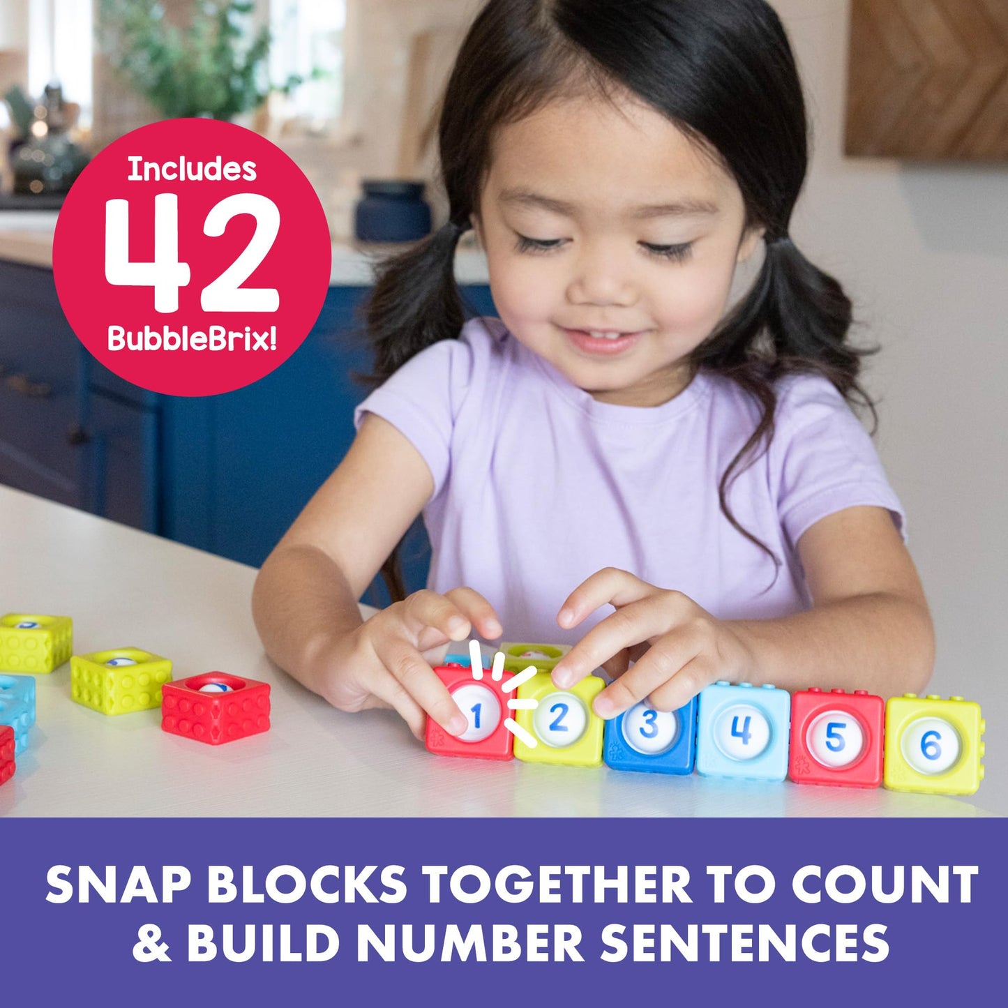 Educational Insights Number BubbleBrix - Sensory Number Blocks for Toddlers 3-5, Preschool Math Learning Toys, Stackable Toddler Counting Blocks, Toddler Pop It Toys for Learning Numbers