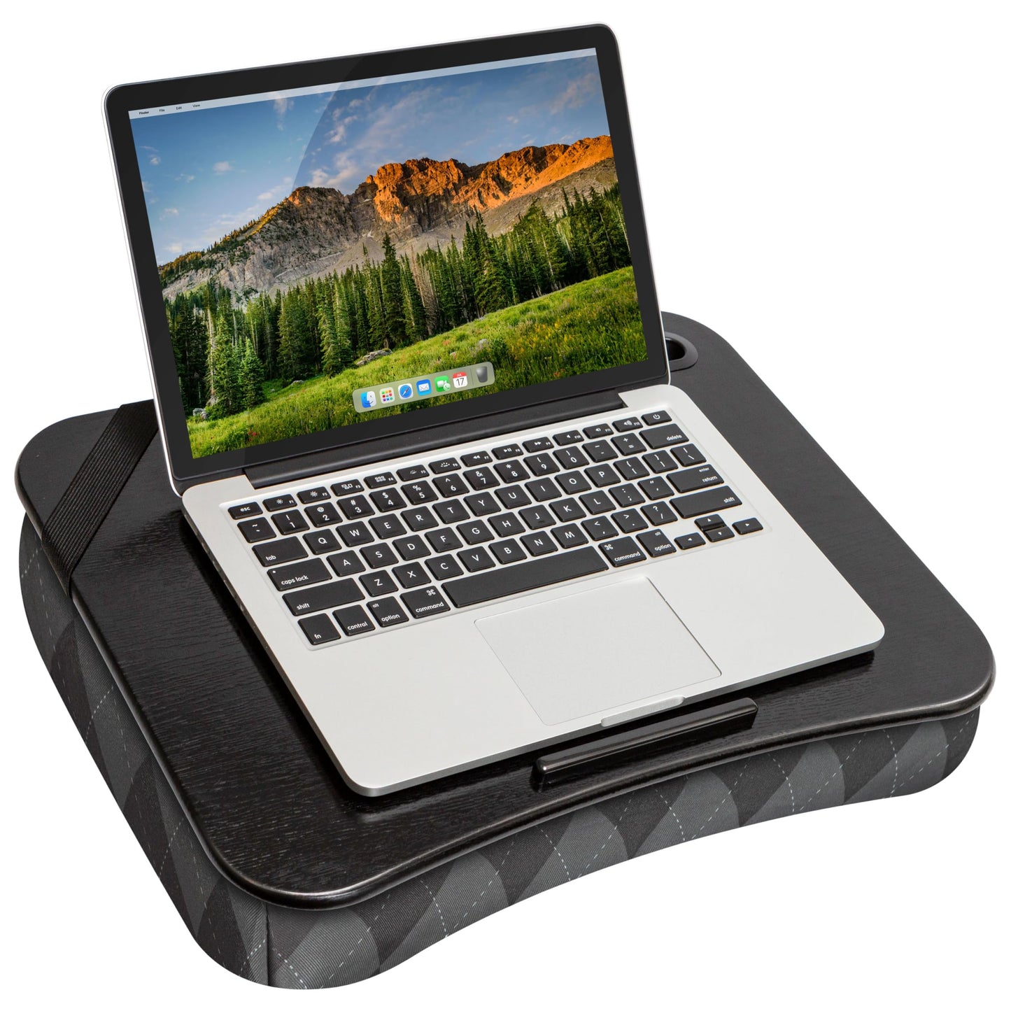 LAPGEAR XL Designer Lap Desk with Phone Holder and Device Ledge - Gray Argyle - Fits up to 17.3 Inch Laptops - Style No. 45538
