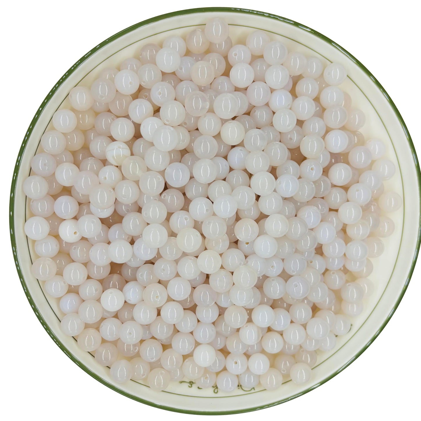 WHNKFB 10mm 50PCS Natural White Agate Round Beads, Banded Loose Stone Beads for Jewelry Making Craft - 4mm 6mm 8mm 10mm Options with Free Elastic Cord