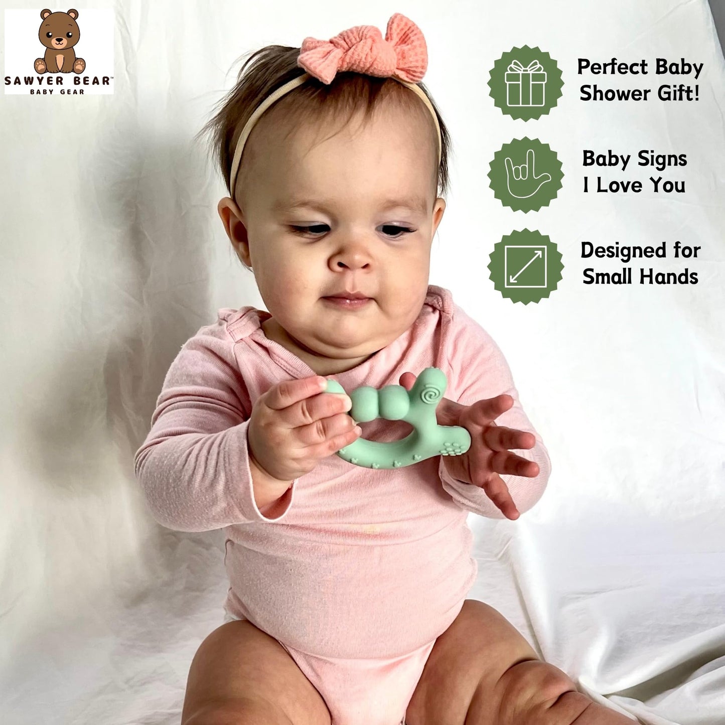 Silicone Hand Teether - I Love You Baby Teething Toy 0-12 Months | BPA - Free Toddlers Teething Relief | Massaging Teethers for Babies 3-6 Months | Infant Toy Teether 6-12 Months - Baby Gift