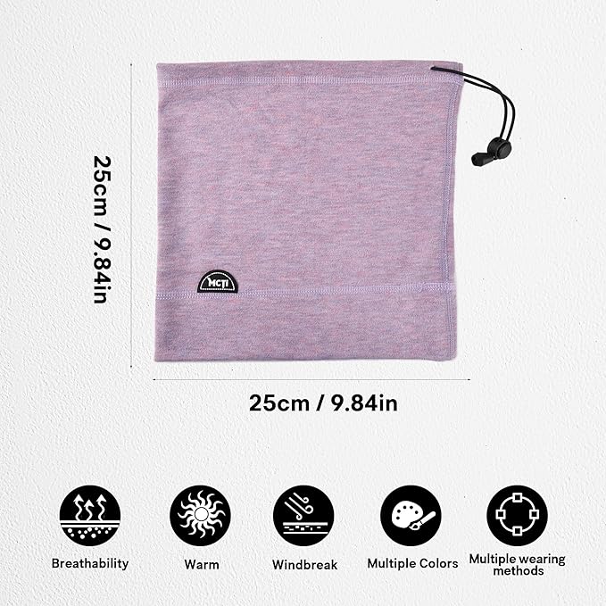 MCTi Neck Gaiter Warmer Winter Fleece Scarves Beanie Hat for Skiing Cycling Elastic Closure