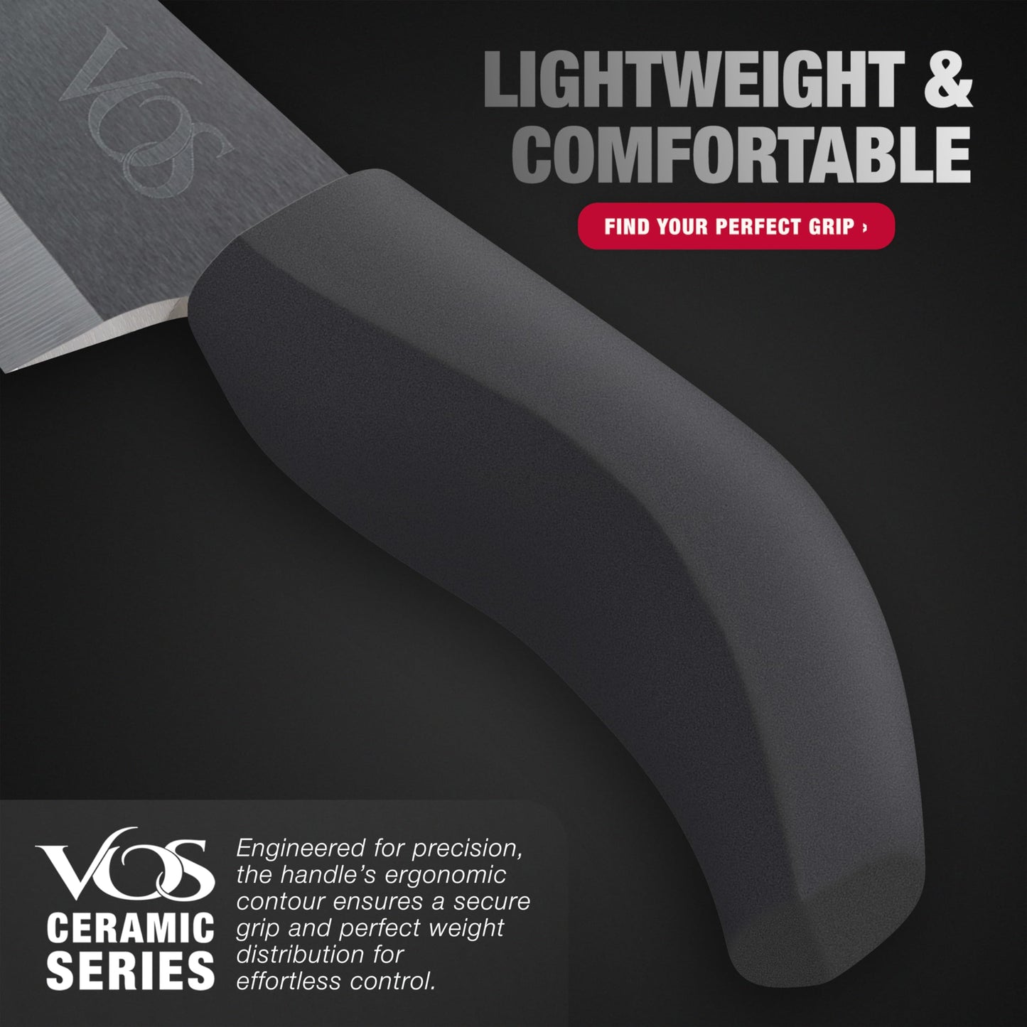 Vos ceramic knives set for kitchen in gift box, set of 2 ceramic knife with cover, 5.5" santoku & 4.5" utility for home cooks, Ultra Sharp, lightweight, rust-free, dishwasher safe (Black handle)