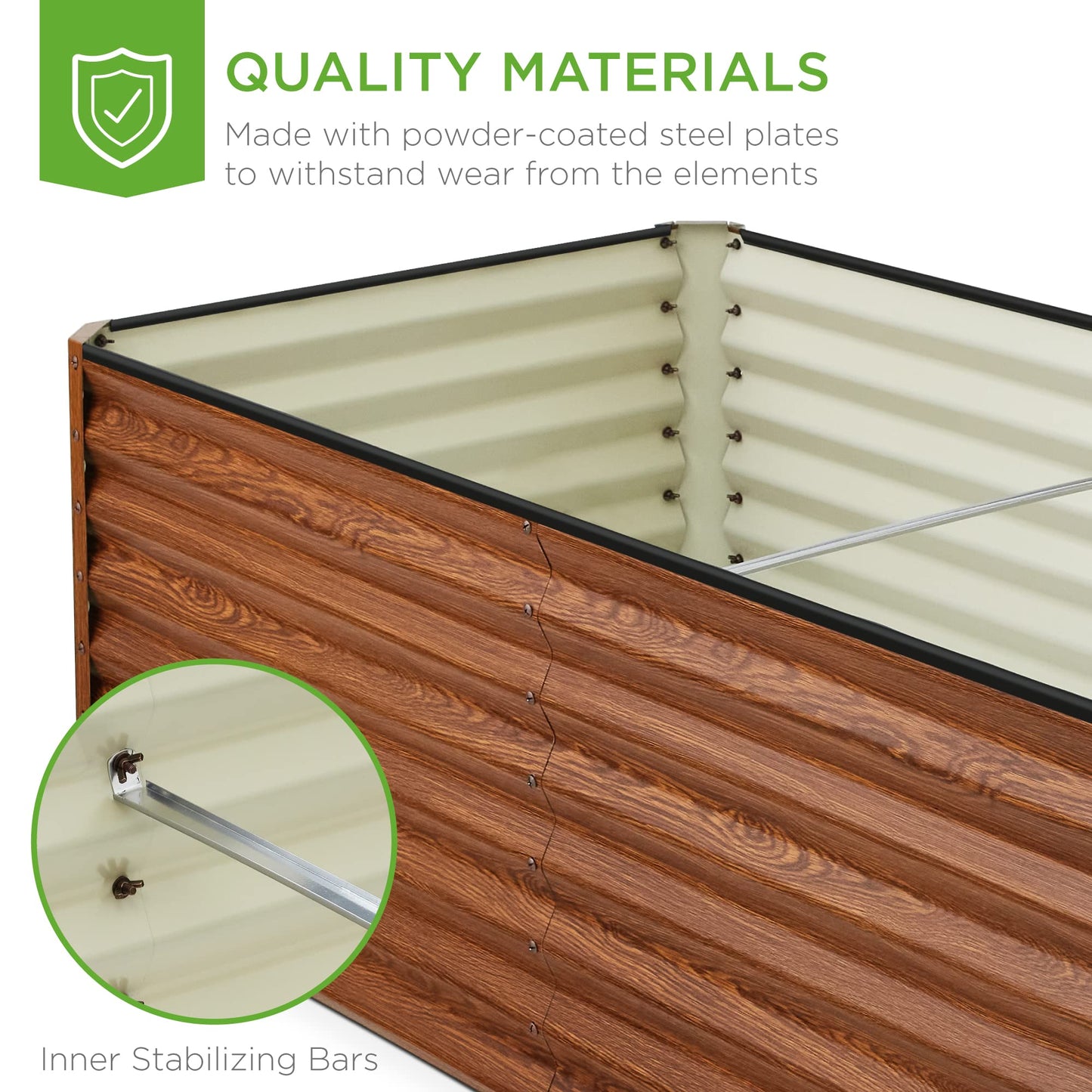 Best Choice Products 6x3x2ft Outdoor Metal Raised Garden Bed, Deep Root Box Planter for Vegetables, Flowers, Herbs, 269 Gallon Capacity, 100% Non Toxic Materials - Wood Grain