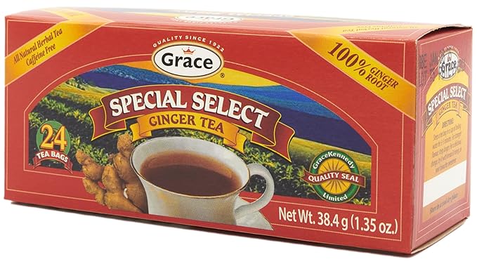 Grace Special Select Ginger Tea Bags 1.34oz 2 Pack - All Natural Herbal Tea & Caffeine Free - Pure Ginger Root Tea Bags - 48 Count