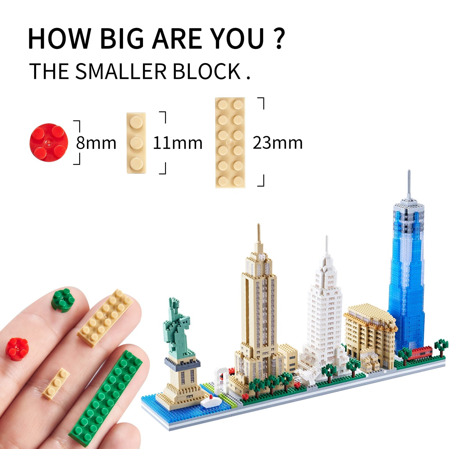 YaJie New York Skyline Micro Mini Blocks Building Set, Collection Model Kit - Detailed City Architecture for Adults（3452 Pcs）