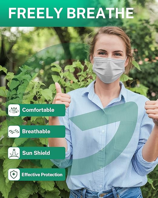 Disposable Face Masks Made in USA, 4 Ply for Families, Students, Breathable All-Day Wear & Safety, ASTM Level 3 Medical Grade, 50 Pack Individual Wrap, Colorful