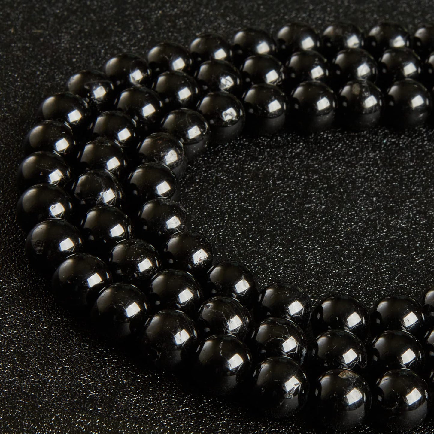 45pcs 8mm Natural Black Tourmaline Beads Gemstone Beads Round Loose Beads for Jewelry Making