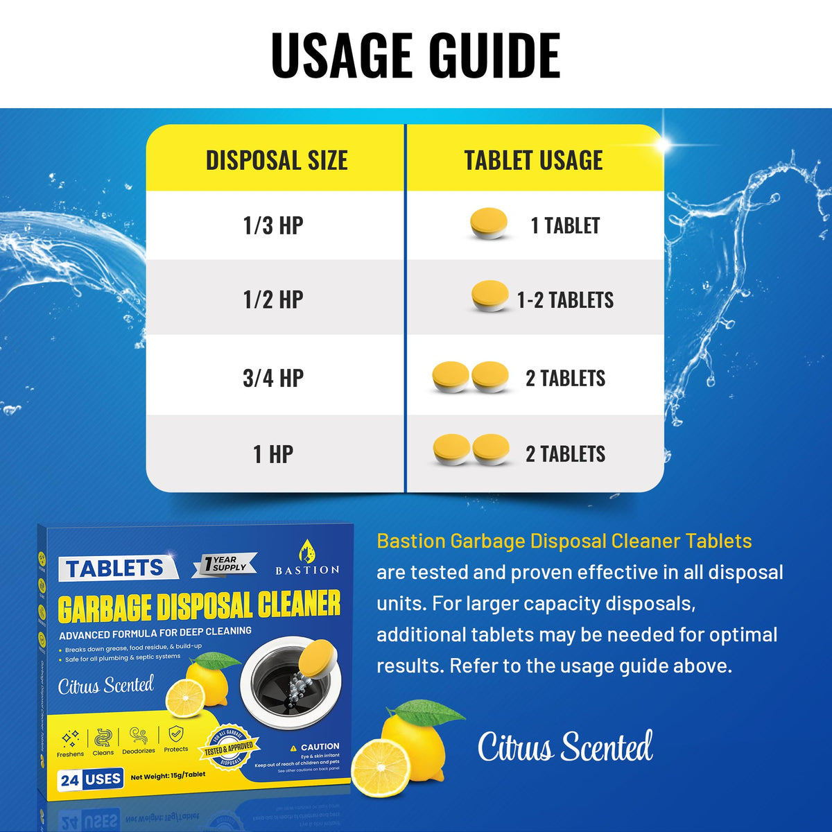 Garbage Disposal Cleaner Deodorizer Tablets (24 Count)