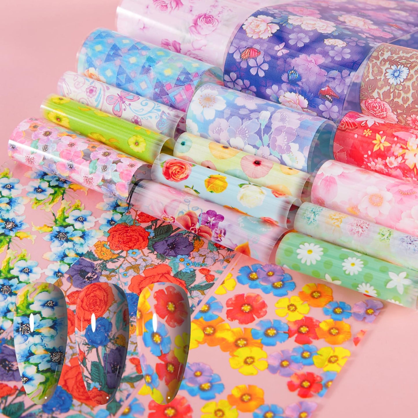 XEAOHESY 300 Sheets Nail Foils Transfer Nail Art Foil Stickers Spring Flower Butterfly Lace Transfer Foil for Nails Decoration
