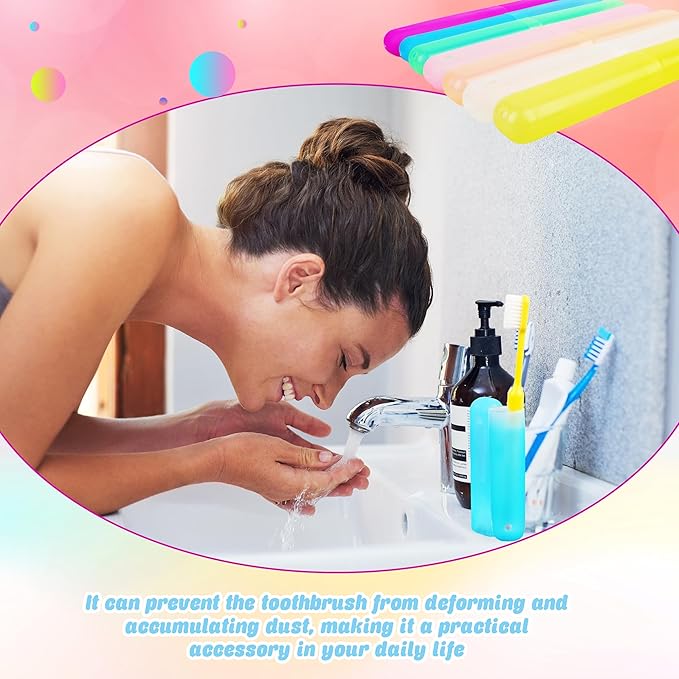 140 Pieces Plastic Toothbrush Case Travel Toothbrush Holders Portable Dust-proof Toothbrush Cases for Travel Bathroom Indoor Outdoor Travel Trip Camping School