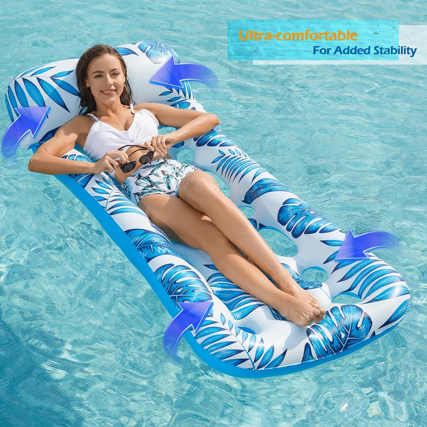 Jasonwell Inflatable Pool Float Lounge - 2 Pack Floaties Rafts for Adults Floating Lounger Sun Tanning Floats Cool Water Floaty Swimming Lake Beach Party Toys