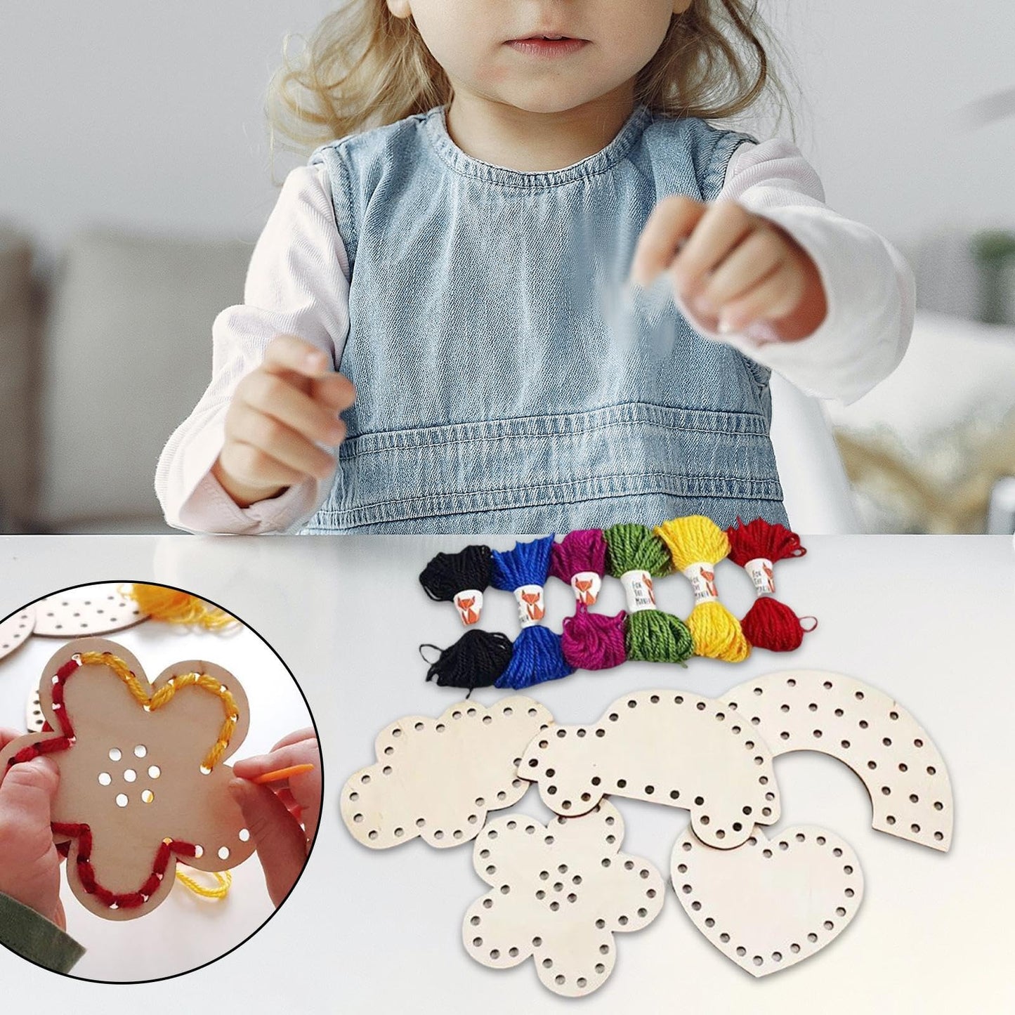 Kids Lacing Toy Sewing Kit Durability Professional, Premium, Boys Girls, Educational, Threading Panels Toy Fine Motor Skill