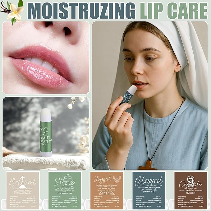 50 Pack Christmas Christian Religious Gifts Bulk Lip Balms for Women Men Church Party Favors Bible Verse Lip Balm with Scripture Gifts for Staff Coworkers Employee Christmas Stocking Stuffers
