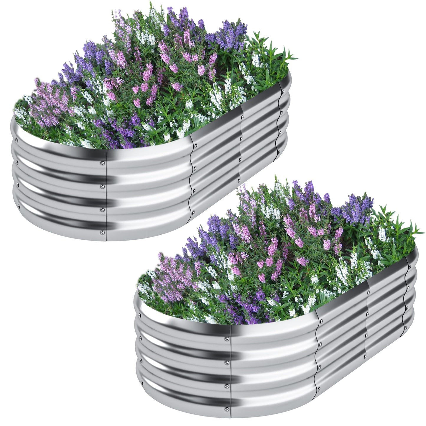 DERYONI Galvanized Raised Garden Bed Kit 2pack,Outdoor Planter Raised Beds 4x2x1ft for Vegetables,Fruits,Flowers,Galvanized Raised Garden Bed Boxes