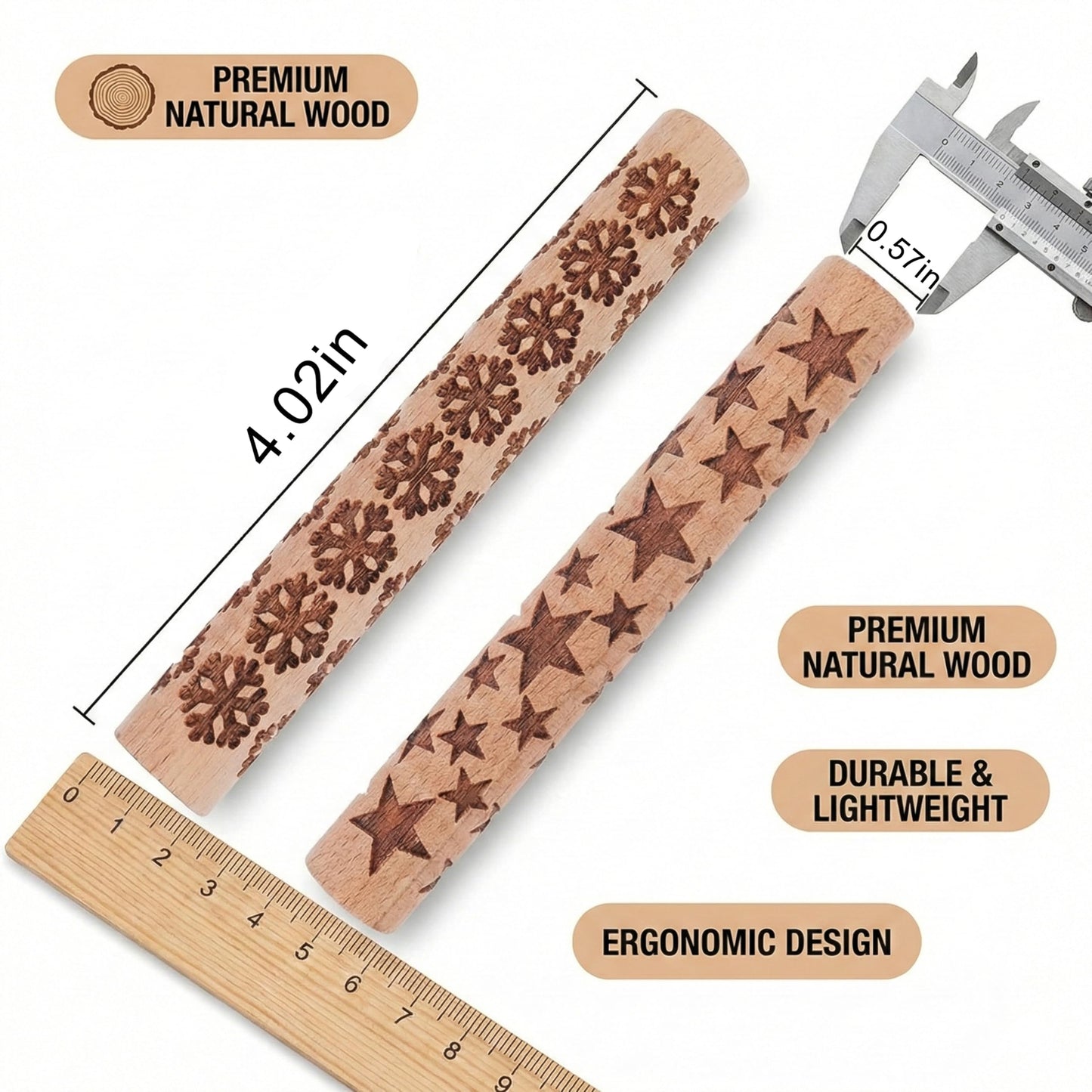 YANGYIXIN Wooden Clay Texture Rollers Set 10Pcs for Pottery Clay Roller and Texture Roller Tool Set with 10 Wooden Stamps & Textured Rolling Pins for Ceramics, DIY Handmade Art and Craft Supplies.