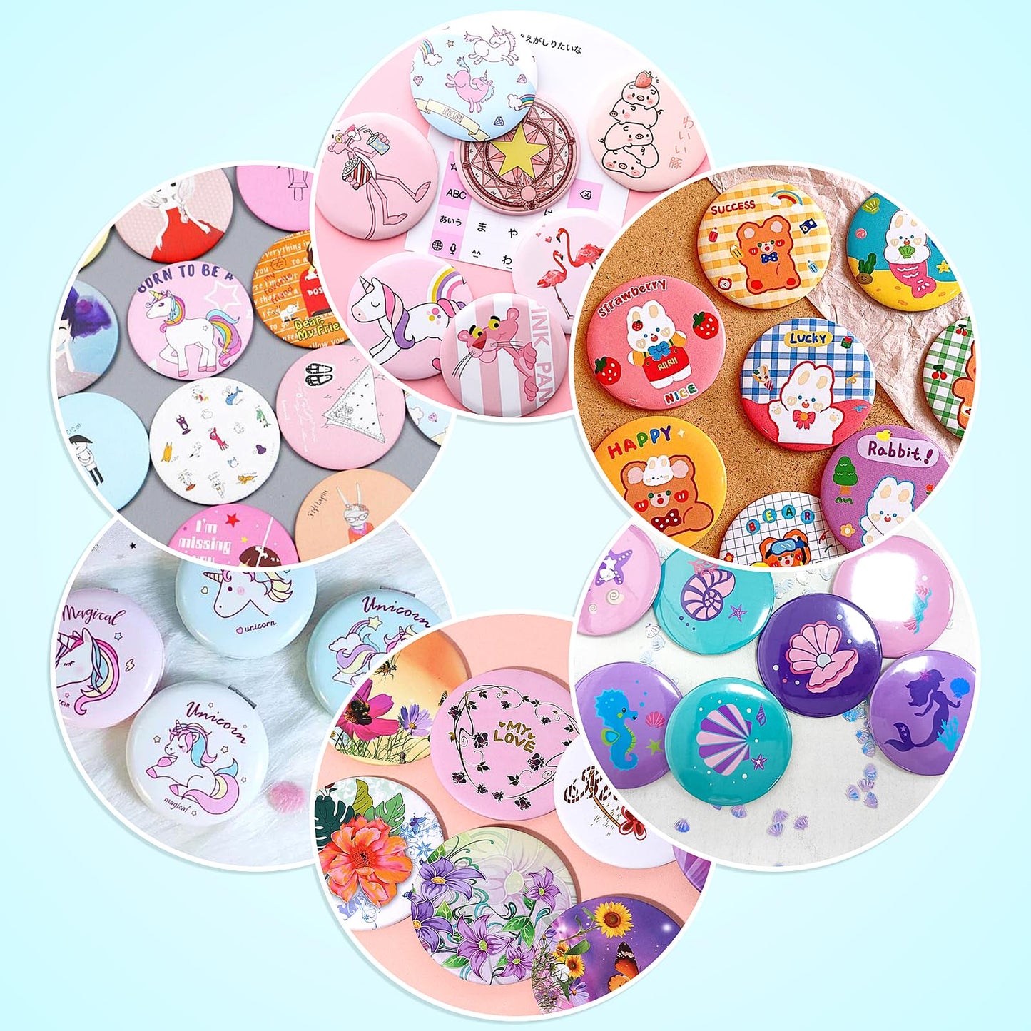 200 Sets Button Maker Supplies, 32mm/1.25 inch Button Supplies, with Metal Needle Back Cover, Metal Cover, Transparent Film and Blank Paper, Suitable for Button Making Machine and Pin Maker Press
