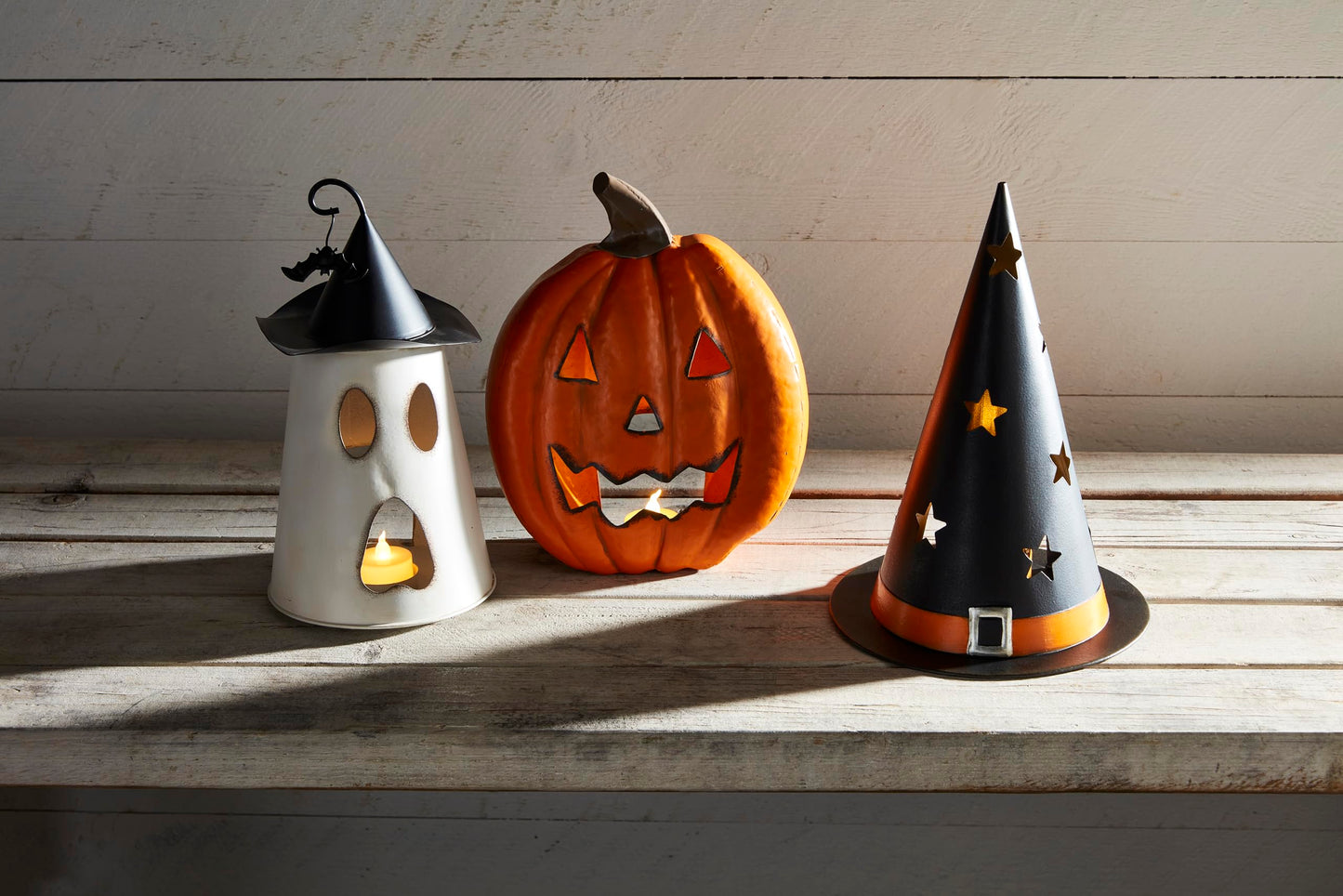 Mud Pie Halloween Tin Lanterns, Pumpkin, 10" x 7.5"