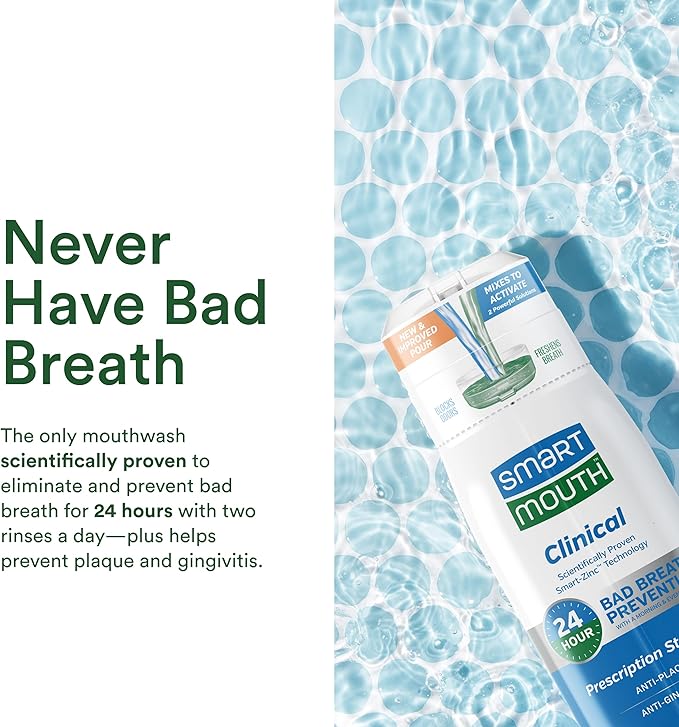 SmartMouth Dry Mouth & Clinical Activated Mouthwash - Dry Mouth Relief & Gum Protection - Bad Breath Prevention Mouthwash, 16 fl oz Each