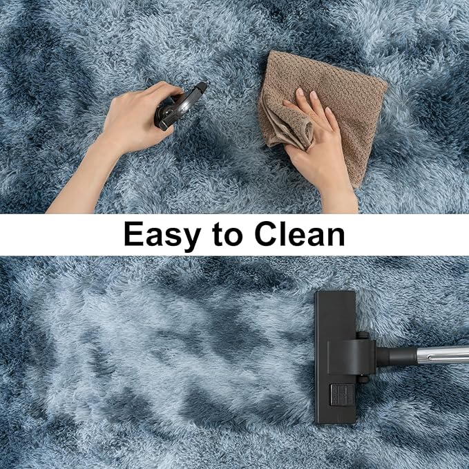 Soft Runner Rugs for Bedroom Hallways, 2x6 Tie-Dyed Blue Grey Fluffy Shag Throw Area Rug Non Slip for Bedside Dorm, Long Shaggy Furry Carpet for Nursery Living Room