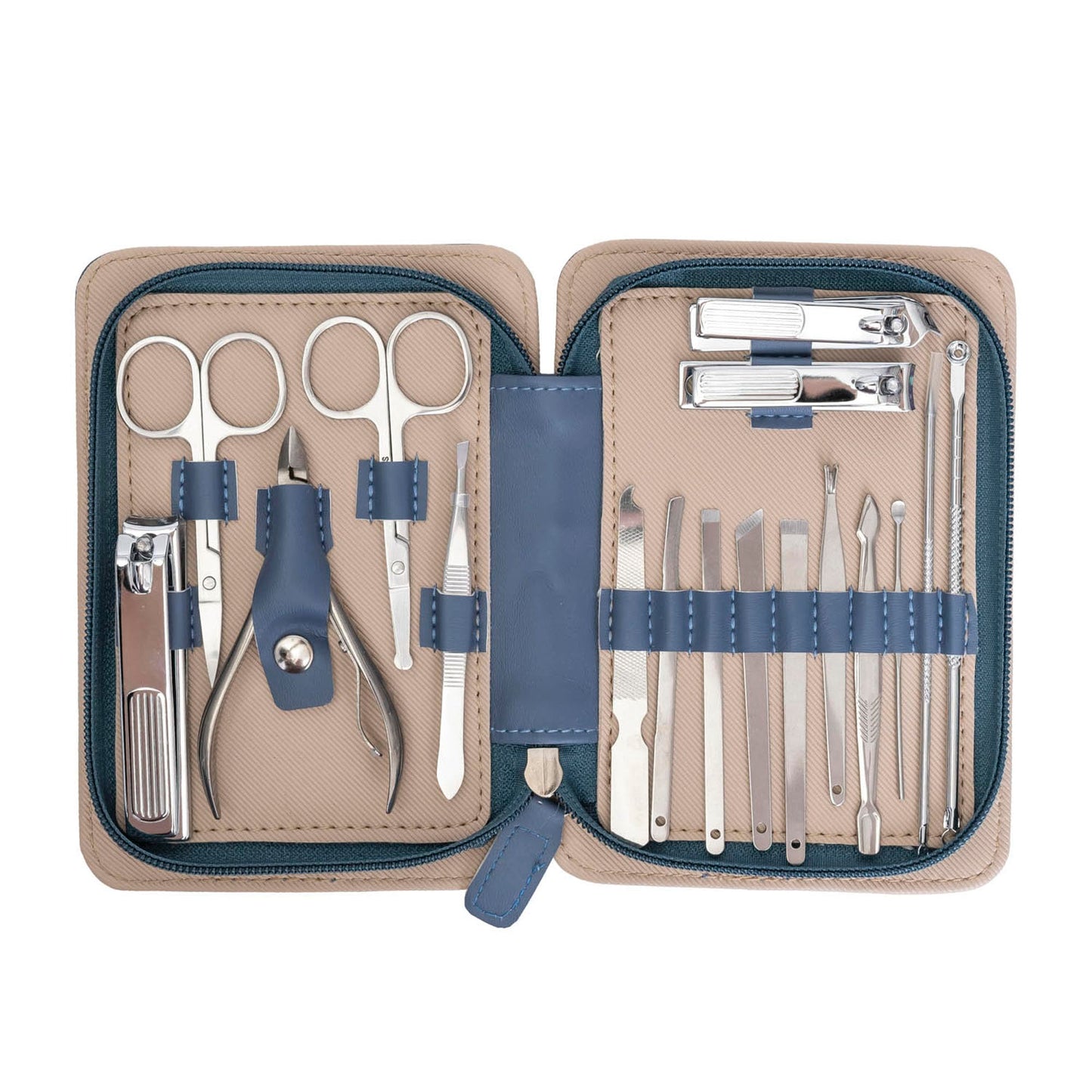Pro MAN-I PEDI 17-Piece Manicure Pedicure Grooming Kit for Men Professional Stainless Steel Nail Clippers, Cuticle Tools & Scissors Set with Portable Brown Travel Case