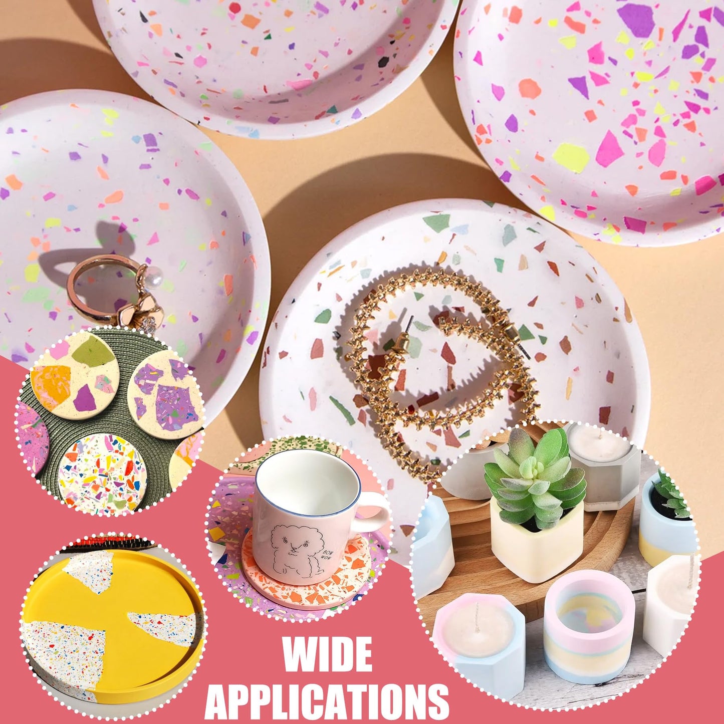 Eco Resin Casting Powder - 1400g Ceramic Resin Powders Kit with 6pcs Pigments, Fast Curing, Easy to Demold, Water Mixed Activated - Toxic-Free, Odorless - Plaster Casting Kit for DIY Home Art Crafts