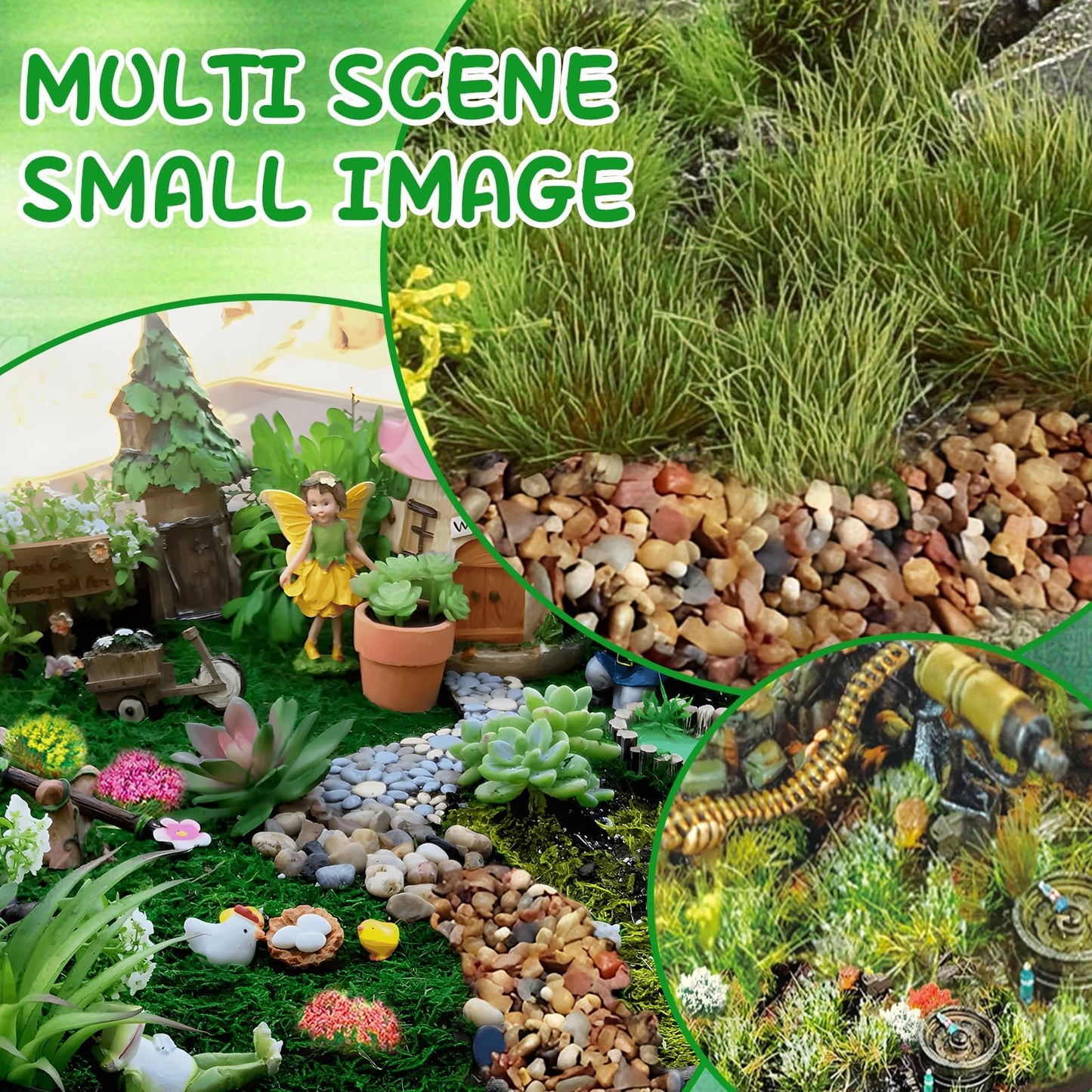 Warmtree Miniature Basing Material, Battlefields Basing Set, Static Grass Bushy Tufts Miniature Flowers Basing Glue for Train Railroad Scenery Military Layout Model and Diorama Supplies