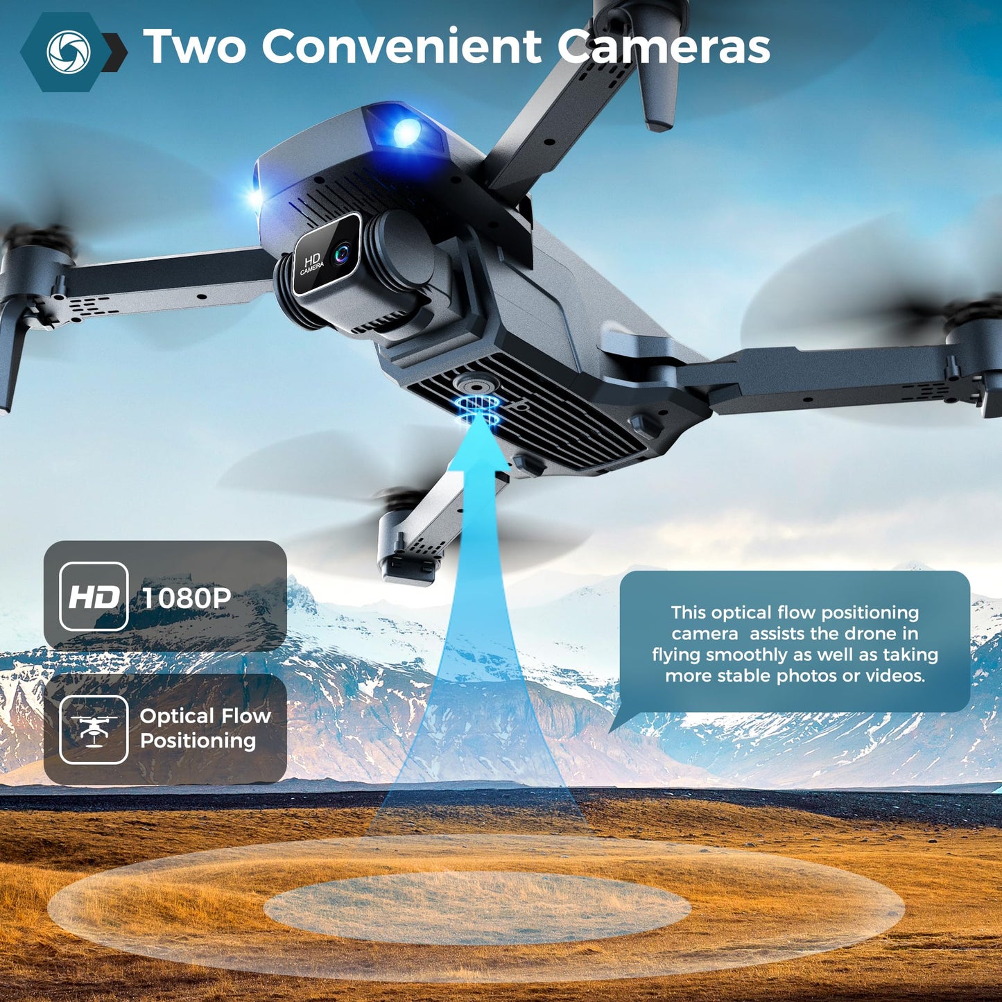 Drone with 1080P FPV Camera, Drone for Kids Adults with One Key Take Off/Land, Altitude Hold, 3D Flip, Waypoint Flight, Gestures Selfie, Gravity Control, 3 Speed, 2 Battery, Mini Drone with Camera for Kids 8-12 10-15, Beginners