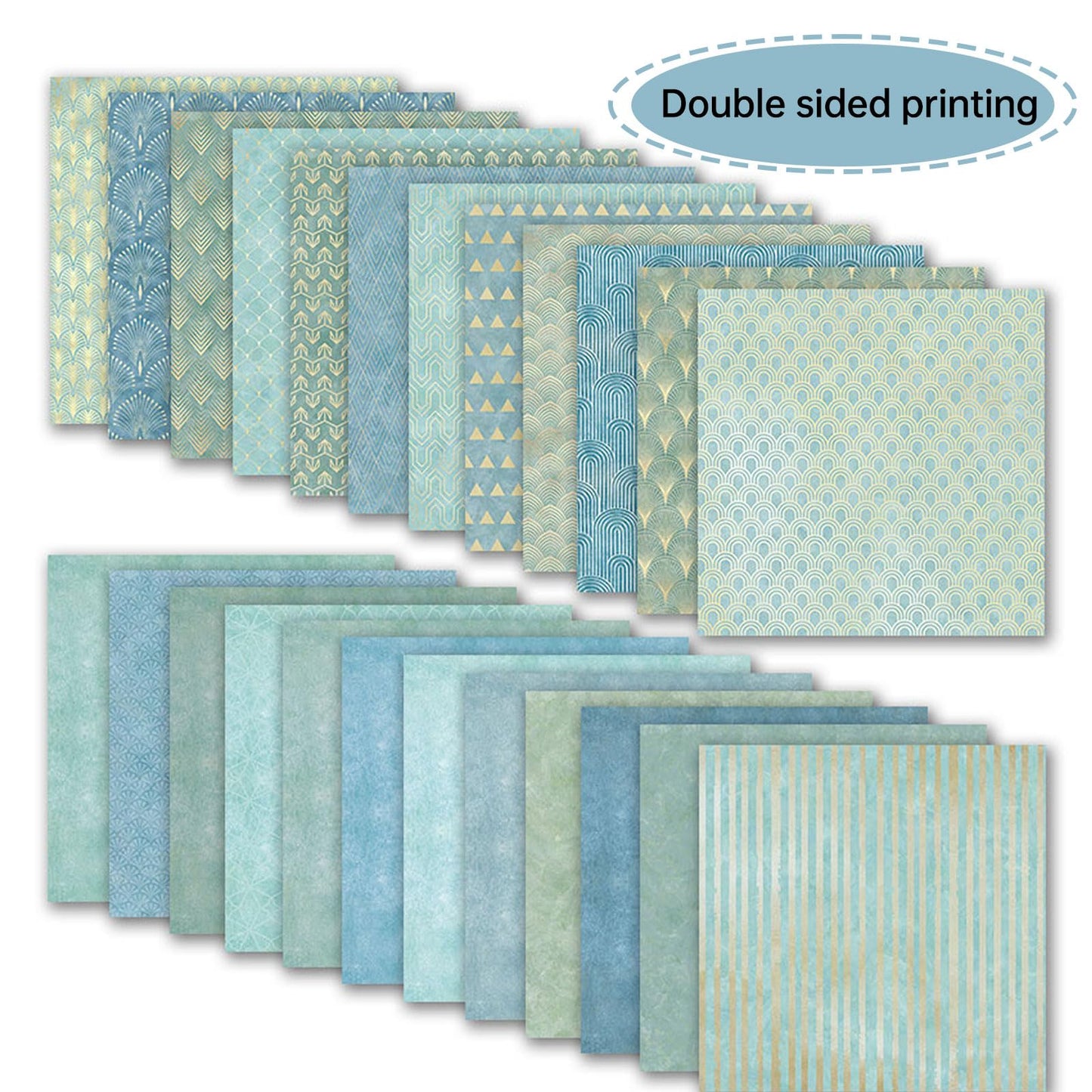 Scrapbook Paper 12x12 Inch Double Sided Patterned Paper for Scrapbooking, 24 Sheets/24 Designs Blue Decorative Craft Papers for Junk Journals DIY Cards Album Decoration