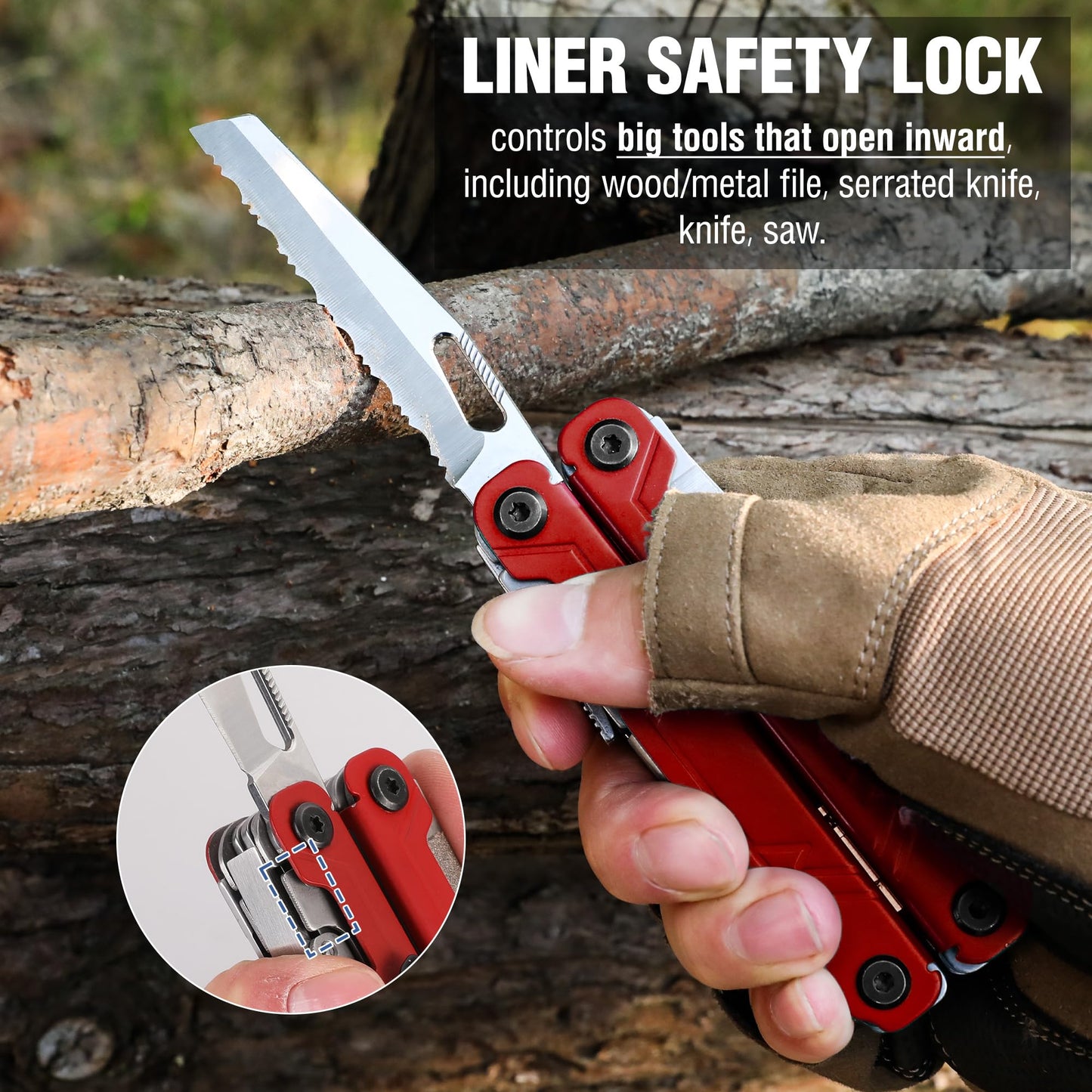 WORKPRO 18-in-1 Multi Tool Pliers, Stainless Steel EDC Multitool with Pocket Knife, 2 Safety Locks, Belt Clip and Oxford Pouch, Multipurpose Utility Multiuse Tool for Outdoor Activities