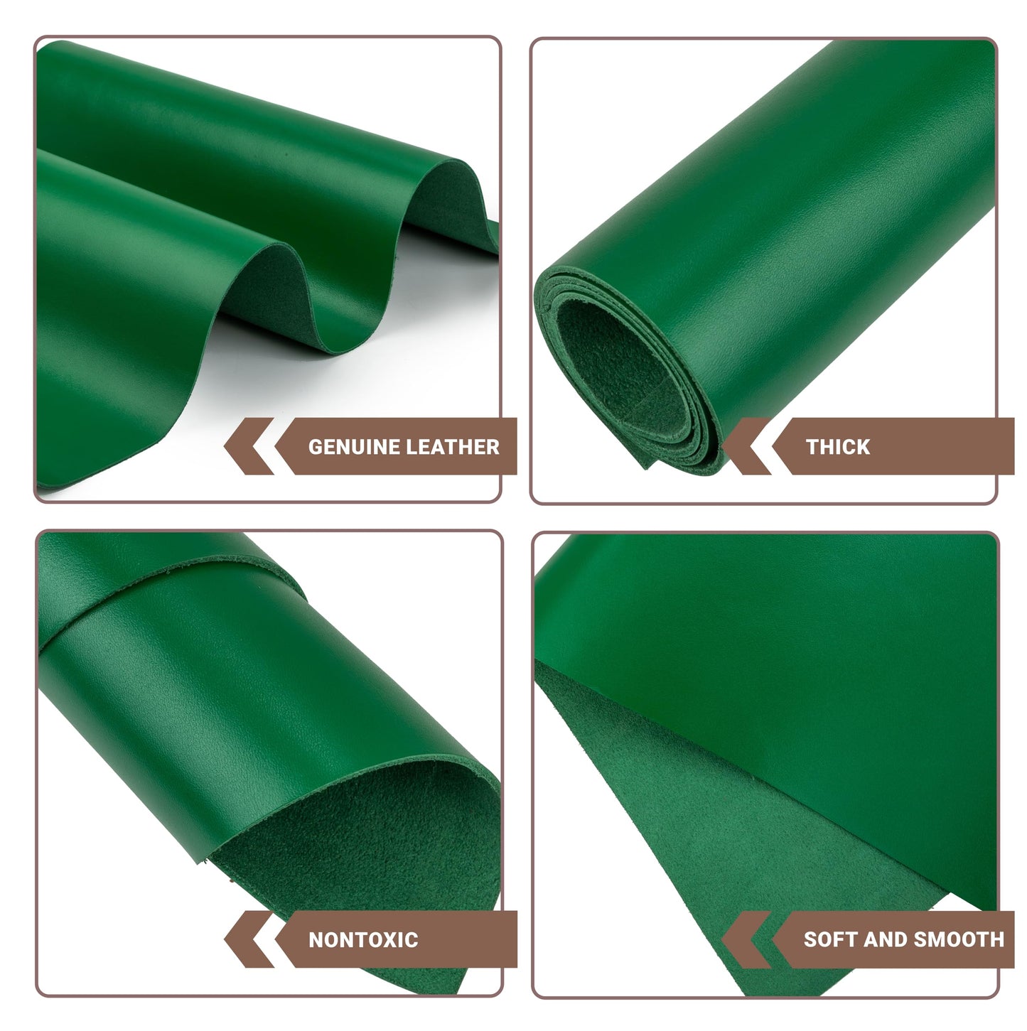 Shkira 12''X24'' Tooling Leather Square - 2.0MM Bright Green Sheets for Crafts - Leather Sheets for Crafts Tooling Sewing Hobby - Thick Cowhide Pieces - Fabric for Crafting
