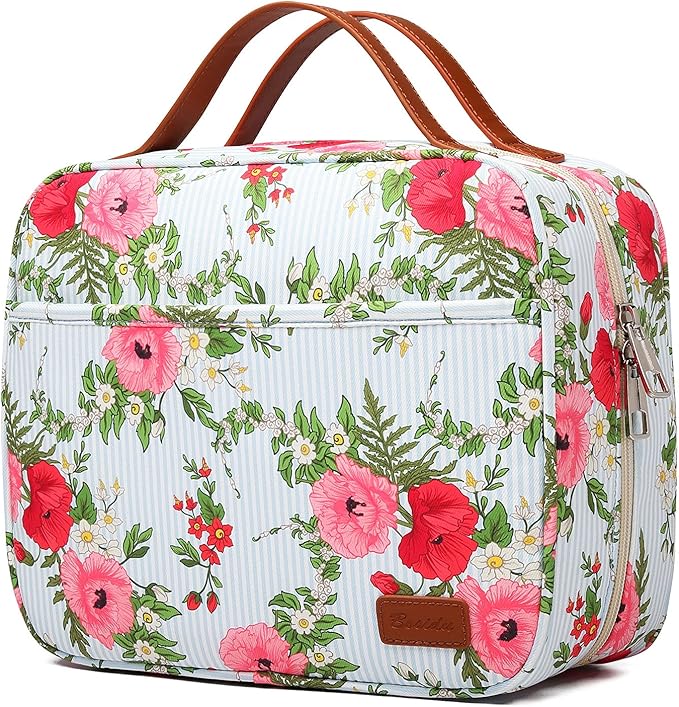 Bosidu Hanging Travel Toiletry Bag,Large Capacity Cosmetic Travel Toiletry Organizer for Women with 4 Compartments & 1 Sturdy Hook,Perfect for Travel/Daily Use/Christmas