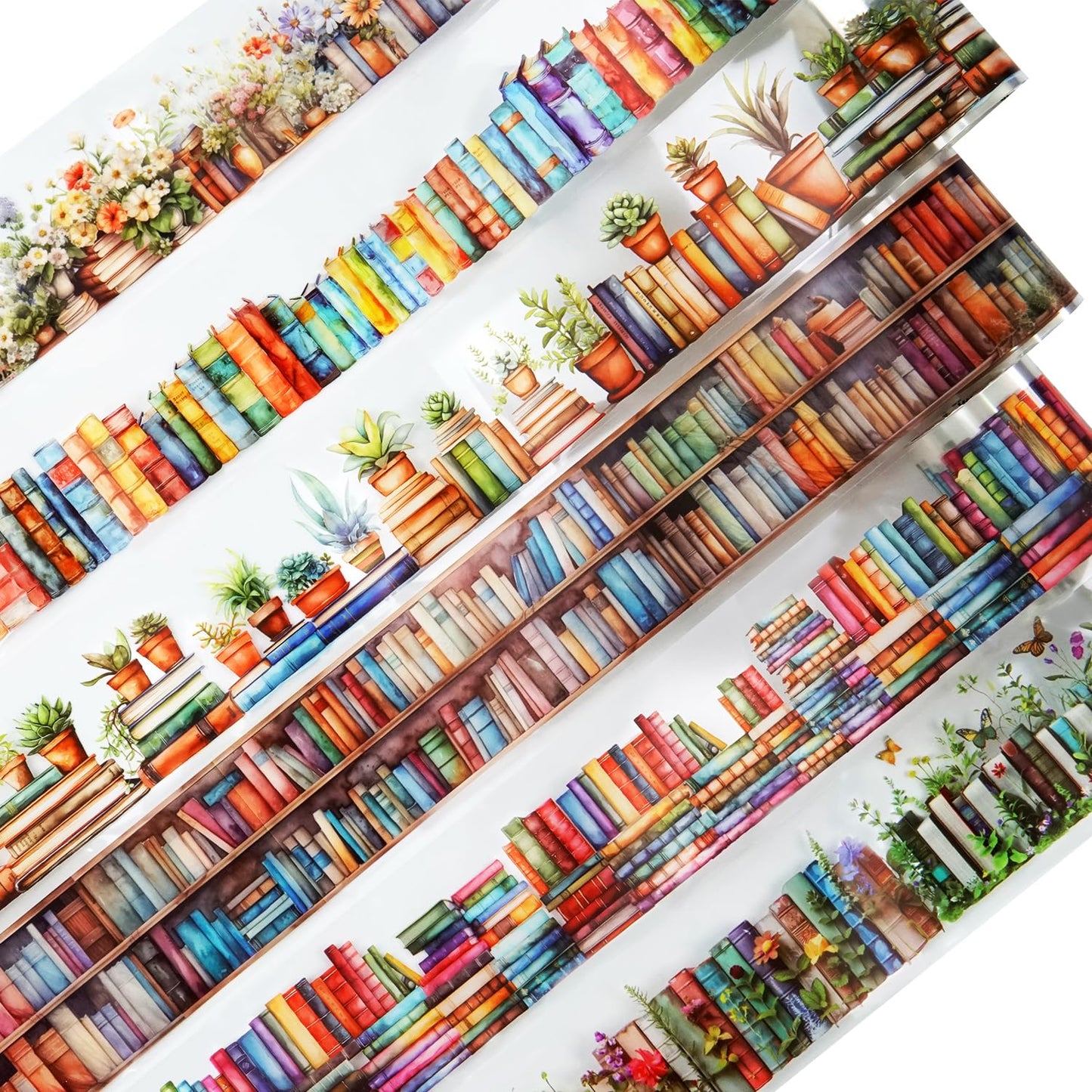 AuriicLeaf Book-Themed PET Tape Set, 6 Rolls of Library and Nature-Inspired Stickers for Scrapbooking, Journaling, DIY Crafts, and Gift Wrapping