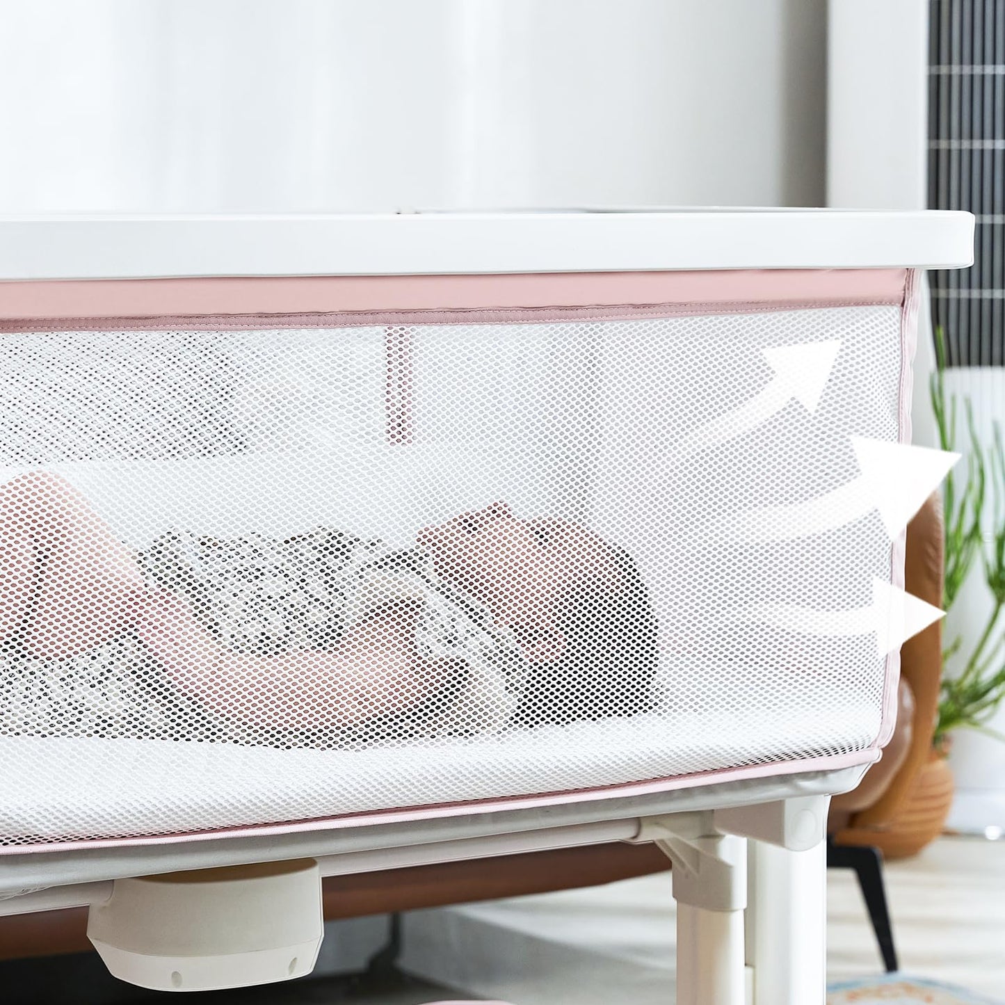 Staroyal Electric Bassinet Baby Cradle 3 Rocking Motion, 3 in 1 Baby Bassinets for Newborn with 5 Heights Adjustable, Girl/boy Automatic Rolling Bedside Sleeper, Pink