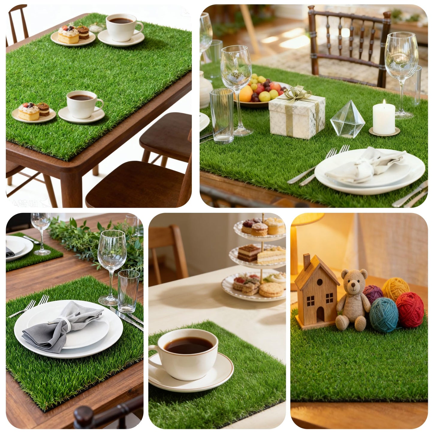VERDIGRASS Artificial Grass Mat 12x12 Inch,Fake Grass Turf Patch,Synthetic Grass Indoor Outdoor,Patio Grass Tiles Realistic Grass Rug with Drainage Hole for Table Decoration