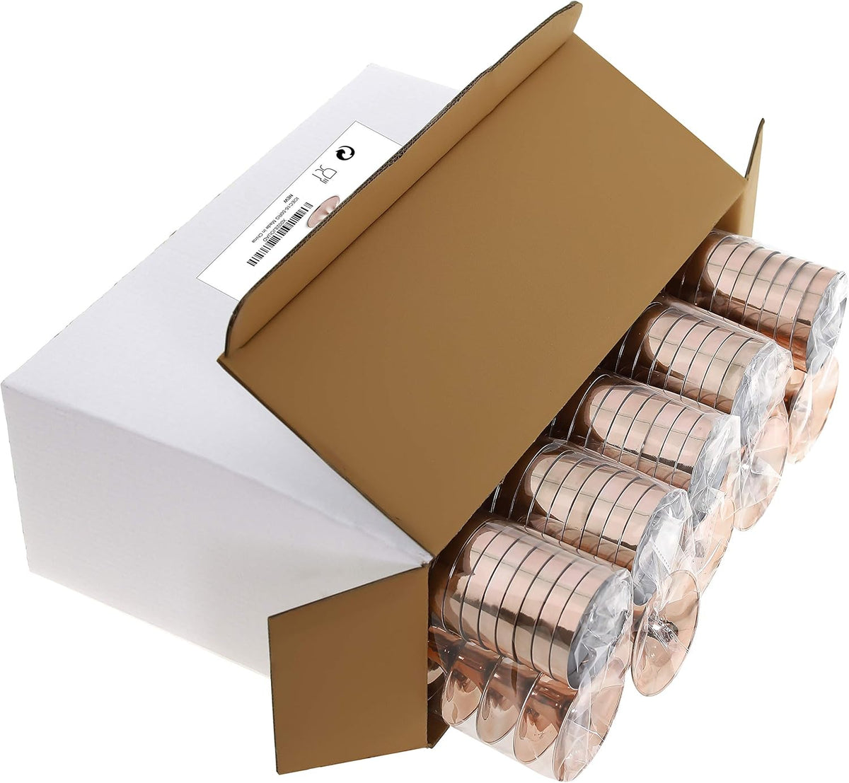 I00000 50 Pack Rose Gold Plastic Champagne Flutes, 5 Oz Fancy Rose Gold Champagne Glasses Plastic Classicware Toasting Glasses Disposable Party Cocktail Cups for Wedding & Party