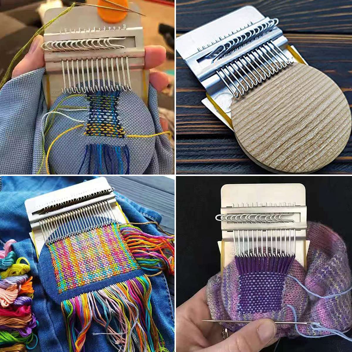 Rumexeng Small Weaving Loom, Wooden Speedweve Darning Loom Type Weave Tool, Convenient DIY Darning Machine for Mending Jeans and Clothes Quickly and Easily, Makes Beautiful Stitching (14 Hooks)