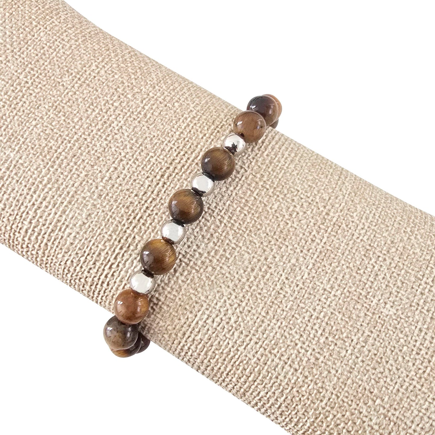Sabeli Handmade Tiger's Eye Natural Stone Bracelet 8mm Gemstone Focus and Balance Crystal Beaded Adjustable Men and Women Gift