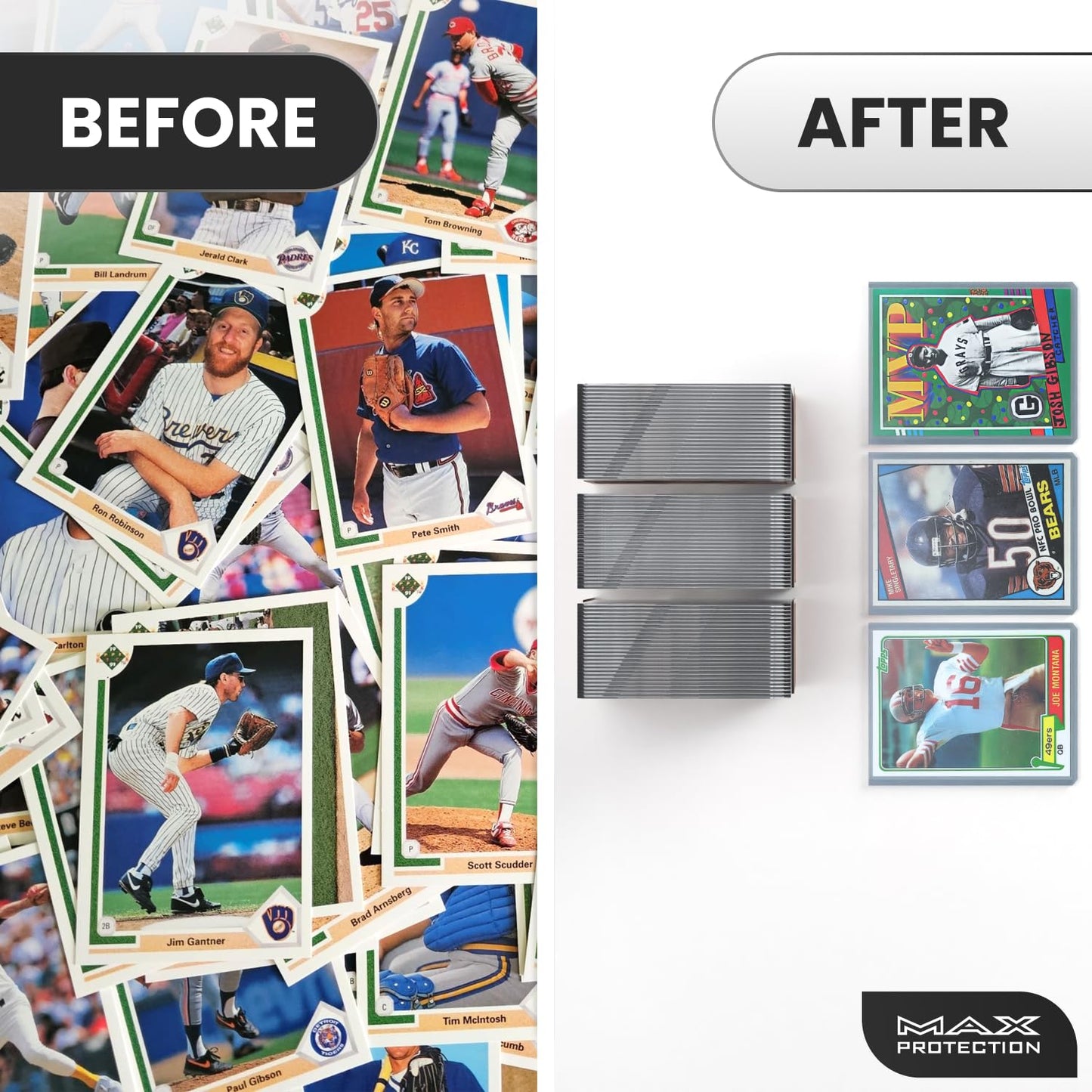 Max Protection 35pt Top Loaders for Cards - 200 Count - Premium 3x4 Inch Trading Card Toploaders - Protect Your Baseball and Sports Cards with These Clear Hard Plastic Sleeves Protectors