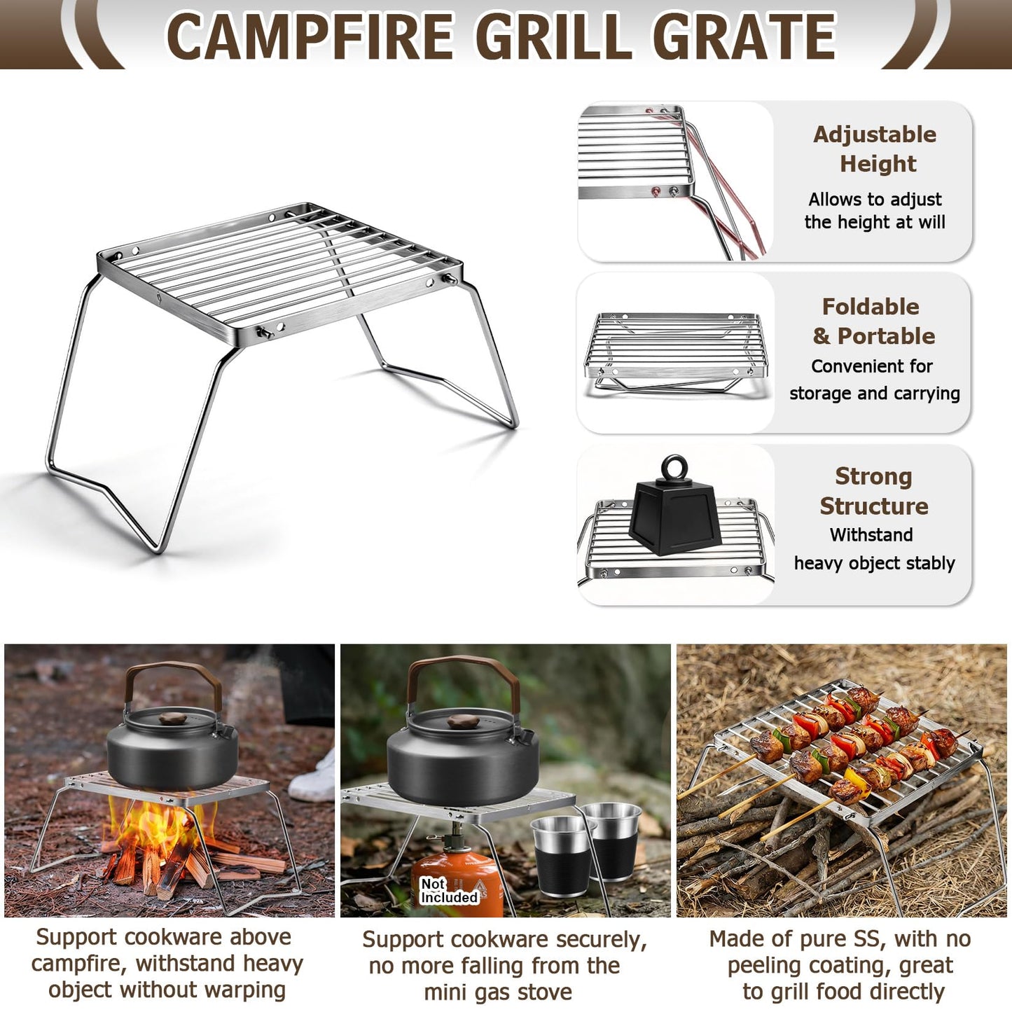 18Pcs Camping Cookware Mess Kit, Joyfair 7.8” Nonstick Camp Cooking Utensil Set (Pot, Pan, Kettle, Grill Grate), Outdoor Backpacking Gear Open Fire Essentials Accessories, Compact/Portable/Lightweight