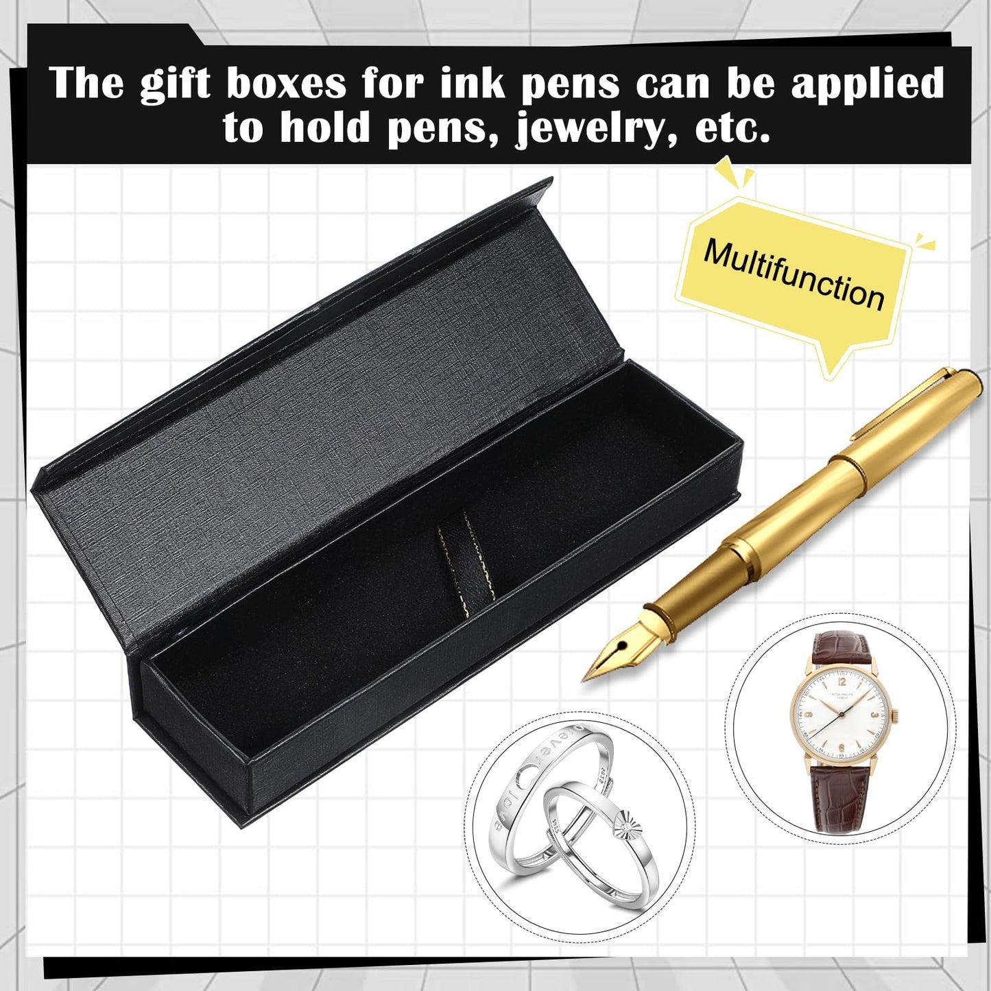 18 Pcs Pen Gift Boxes Empty Black Ballpoint Pens Gift Box with Cushion Pen Jewelry Display Box Empty Present Collection Cases for Birthday Souvenir Business Gifting Office Supplies