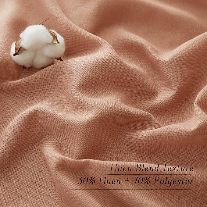 NICETOWN Thick Linen Textured Curtains for Large Windows, Grommet Privacy with Light Filtering Flax Linen Blend Drapes for Bedroom/Living Room, Terracotta, W55 x L108, Set of 2