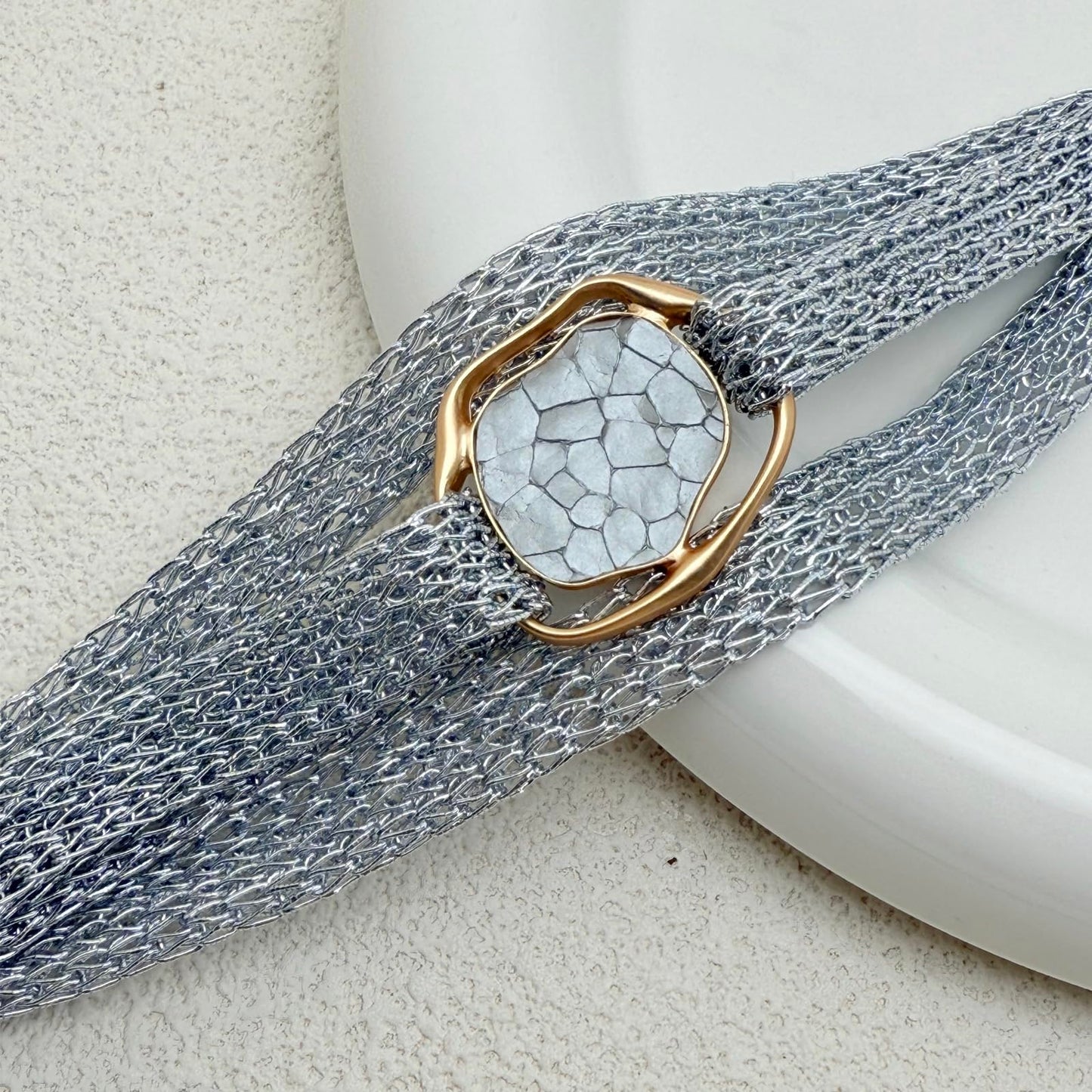 YKKZART Silver Bracelet for Women Multi-layer Mesh Chain Disc Bracelet Silver Mesh Bangle Bracelet Trendy Statement Gift